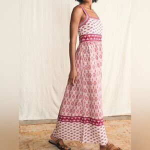 Faherty Gracie Dress Clara Ikat Pink Crossback Maxi XS NWT